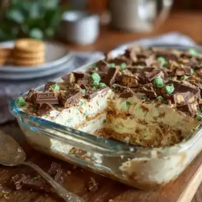 No-Bake Peppermint Crisp Tart