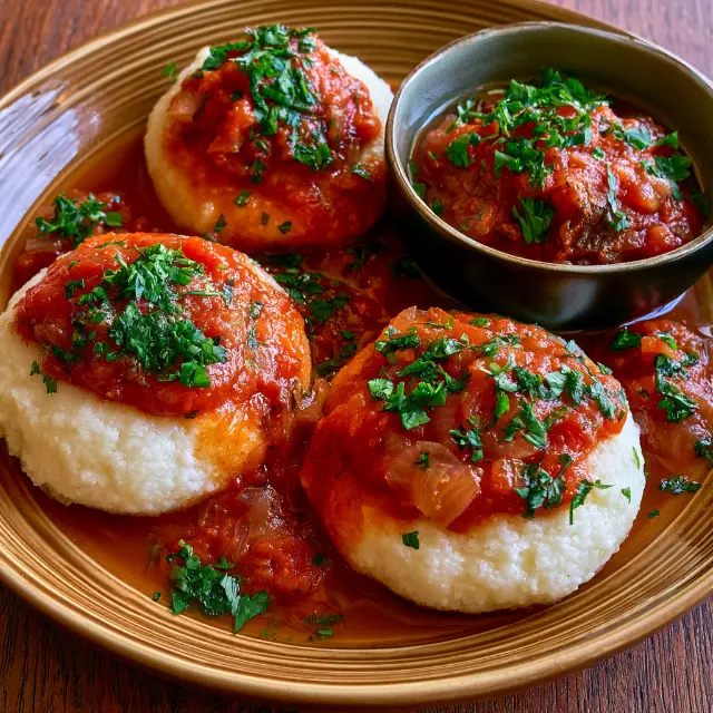 Pap with Tomato and Onion Gravy